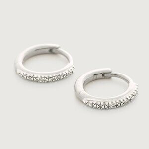New MONICA VINADER Riva Diamond Mini Huggie Earrings, Sterling Silver, OS